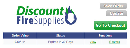 Saved orders on Discount Fire Supplies