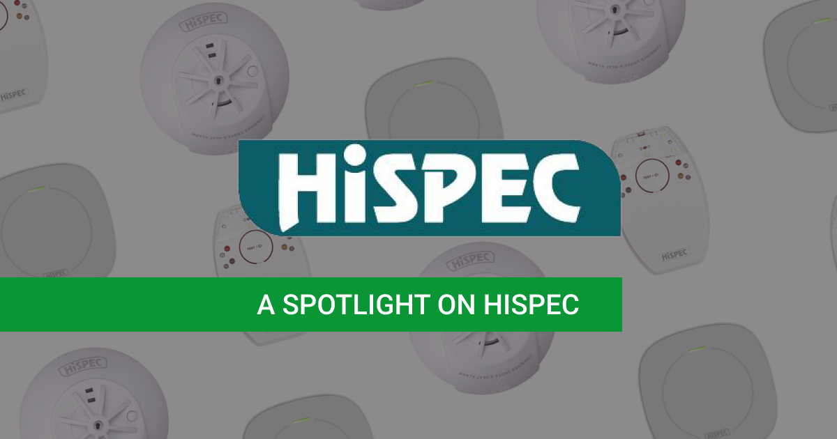 Hispec logo with Hispec fire detection products