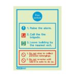 Jalite 5055D Photoluminescent Fire Action Sign