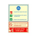 Photoluminescent Fire Action Sign A