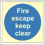 Photoluminescent Fire Escape Keep Clear Sign
