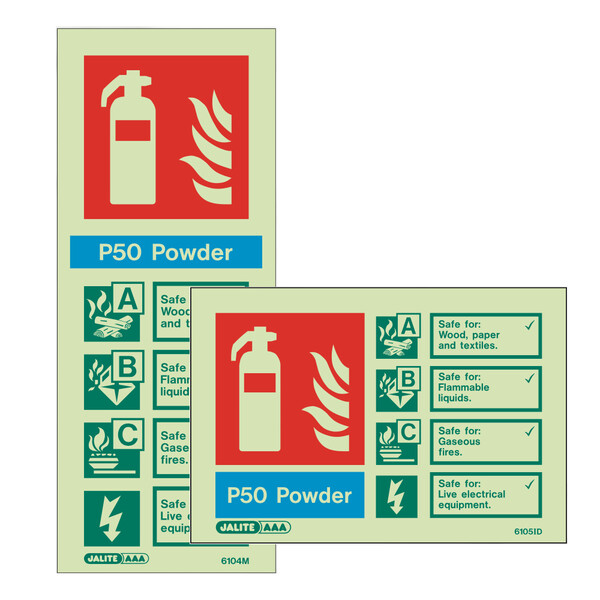 Photoluminescent P50 Power Extinguisher Sign