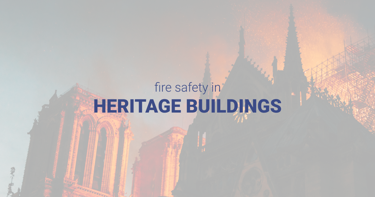 Old building on fire, for guide on fire safety for heritage buildings