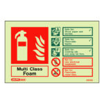 Photoluminescent Multi Class Foam Fire Extinguisher ID Sign
