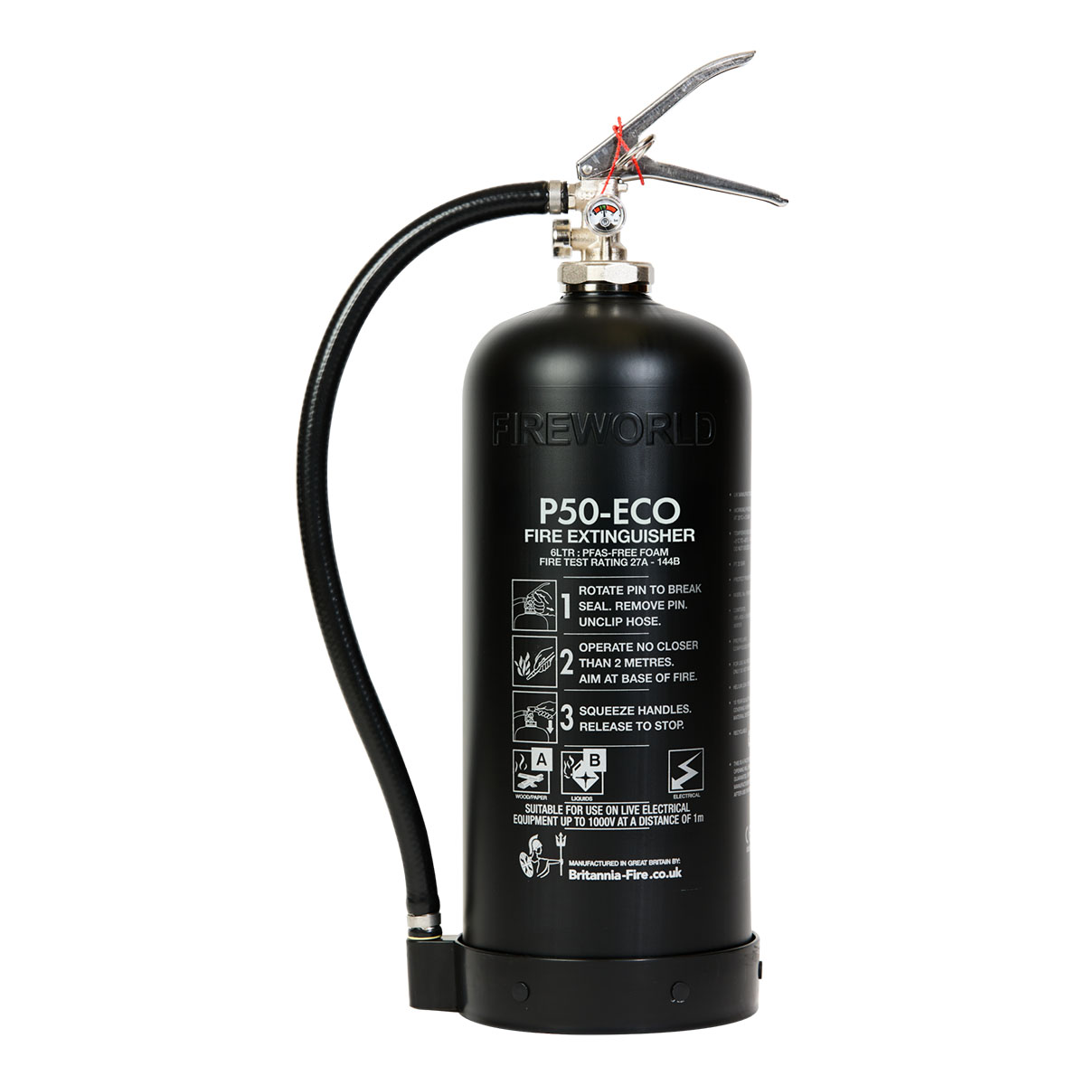 P50 Service-Free Black 6 Litre Fluorine-Free Foam Extinguisher