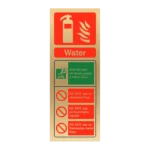 Water Extinguisher ID Sign | Polished Gold Finish, Portrait | 75mm x 200mm, RRFSO Compliant