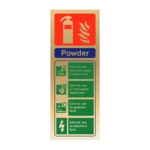 Powder Extinguisher ID Sign | Polished Gold Finish, Portrait | 75mm x 200mm, RRFSO Compliant