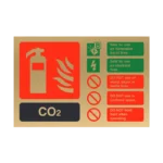 CO2 Extinguisher ID Sign | Contempo Polished Gold Finish, Landscape | 150mm x 100mm, RRFSO Compliant