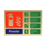 Powder Extinguisher ID Sign | Contempo Polished Gold Finish, Landscape | 150mm x 100mm, RRFSO Compliant