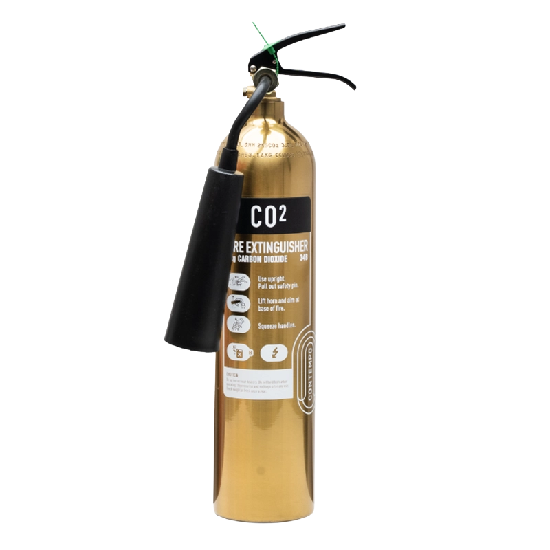 Contempo Gold 2kg CO2 Fire Extinguisher | Polished Gold Finish | Electrical Fires (Class B/Electrical)