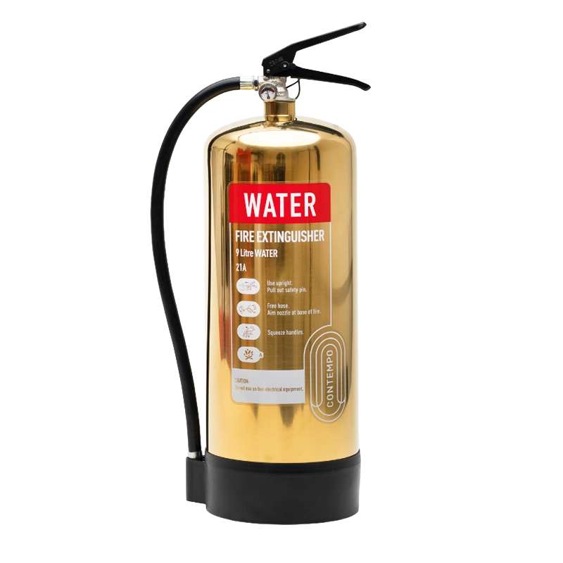 Contempo Gold 9 Litre Water Extinguisher | Polished Gold Finish | Class A Fires (Wood & Paper)