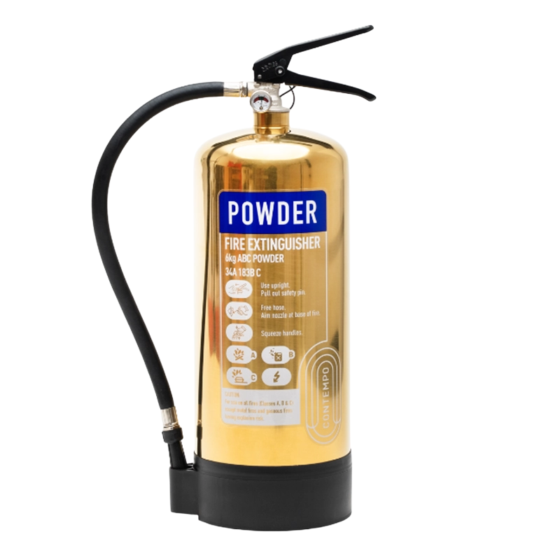 Contempo Gold 6kg Powder Fire Extinguisher | Polished Gold Finish | Class A, B & C Fires