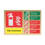 Wet Chemical Extinguisher ID Sign | Polished Gold Finish, Landscape | 150mm x 100mm, RRFSO Compliant