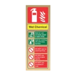 Wet Chemical Extinguisher ID Sign | Polished Gold Finish, Portrait | 75mm x 200mm, RRFSO Compliant