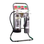 Double Fire Extinguisher Stand | Tubular, Chrome Finish | Aesthetic Fire Point