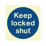 Fire Door Keep Locked Shut Sign | Photoluminescent | 100x100mm, UK Compliant