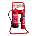 Double Tubular Fire Extinguisher Stand | Red, Freestanding