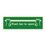 Push Bar to Open Fire Safety Sign | Photoluminescent | 300x100mm Landscape